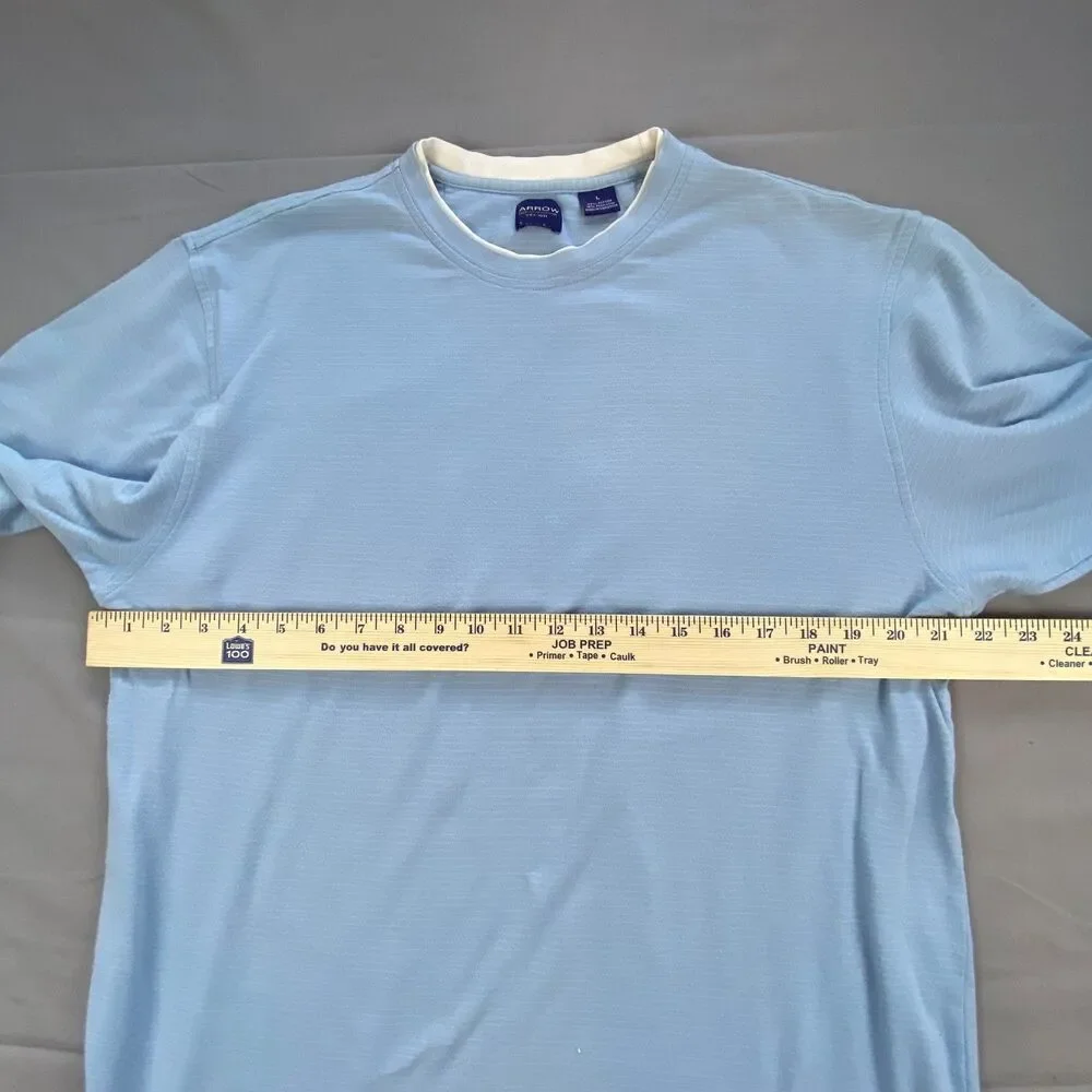 Arrow Mens T Shirt Size L Large Blue Contrast Layered Crew Neck Short Sleeve